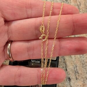 Real 10k Yellow Gold Chain Necklace, 18" Long, New, Stamped. Pretty And Dainty!